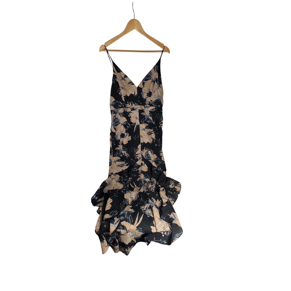 Lulus Darling Daylily Black Floral High-Low Maxi‎ Length Ruffle Trim Dress - Picture 3 of 9